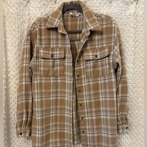 Princess Polly Tan Plaid Shirt Jacket
